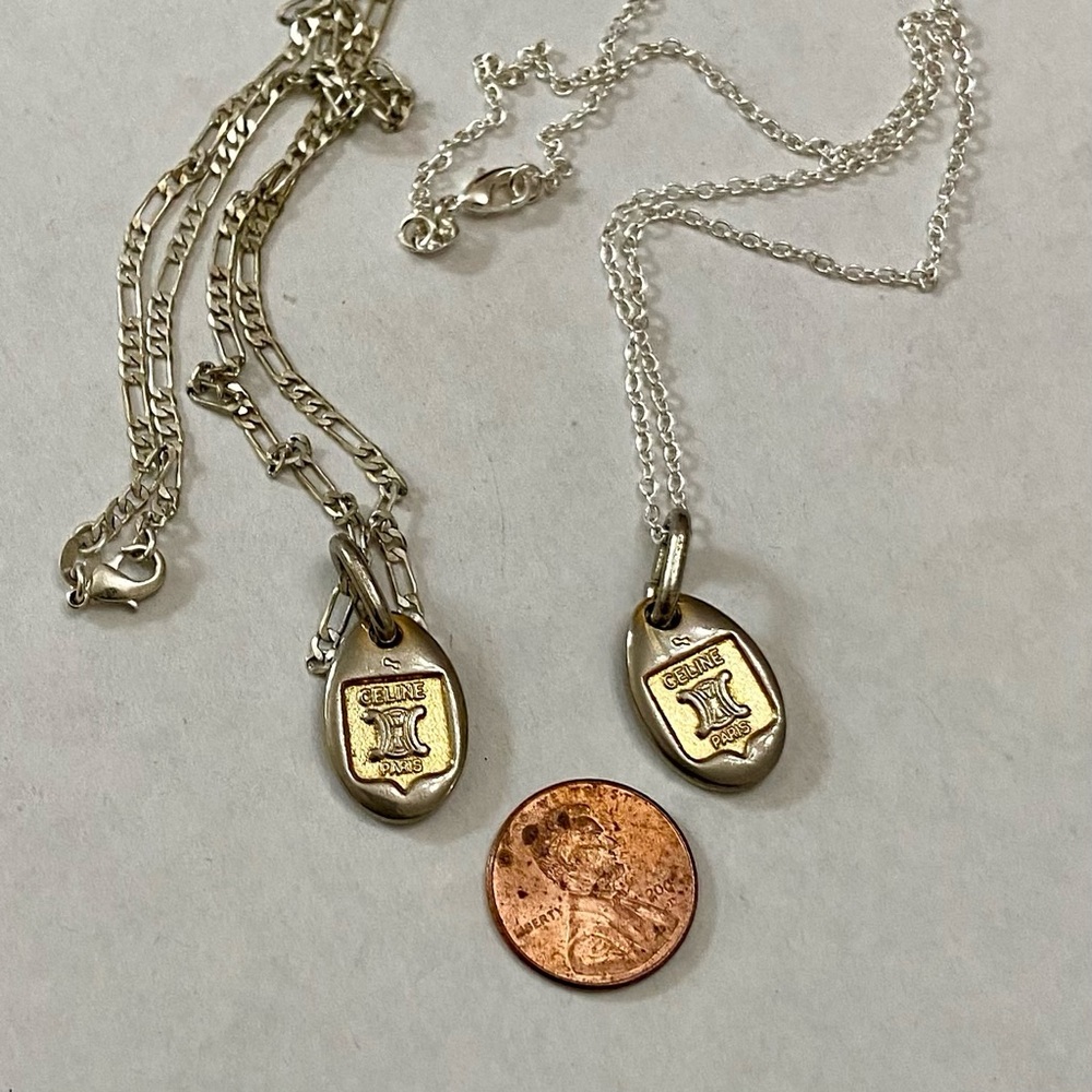 Vintage Celine Silver-Gold Pendant Charm Necklace - Picture 9 of 9